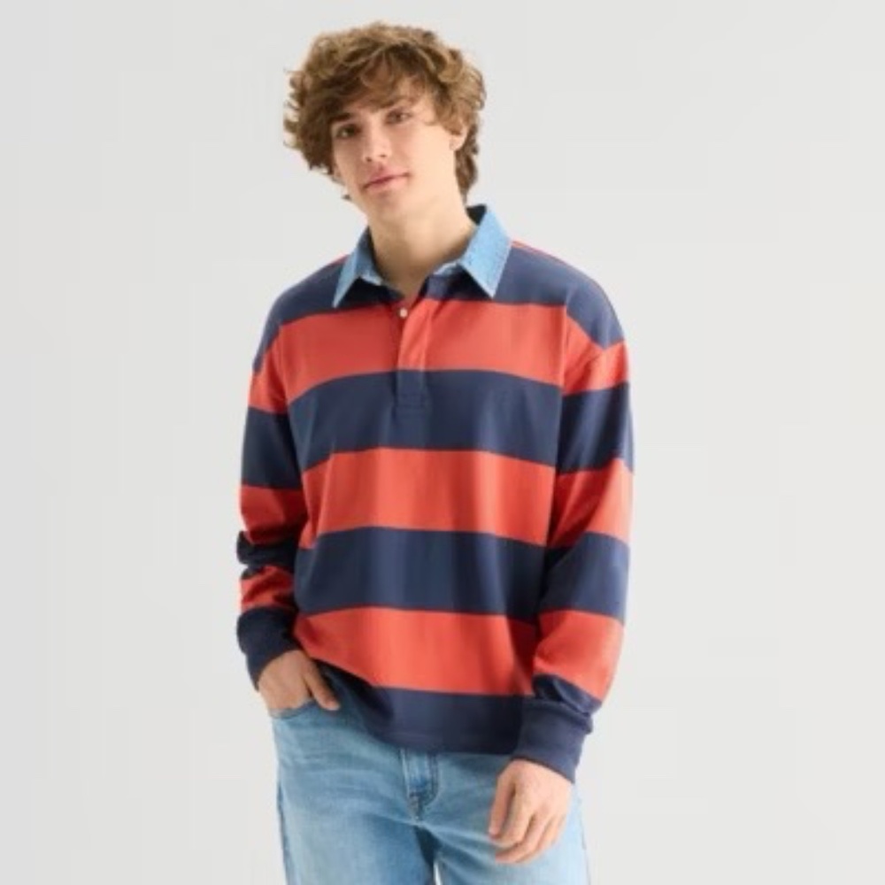 Vineyard Vines‎ Boys Medium Rugby Stripe Polo Long Sleeve Cotton